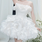 Mini robe de soirée en satin, sans bretelles, sans manches, ligne a, simple, C899