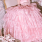 Robe de bal de princesse bustier à volants en satin long, robe de soirée C8117
