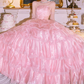 Robe de bal de princesse bustier à volants en satin long, robe de soirée C8117