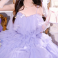Robe de bal de princesse bustier à volants en satin long, robe de soirée C8117