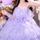 Robe de bal de princesse bustier à volants en satin long, robe de soirée C8117