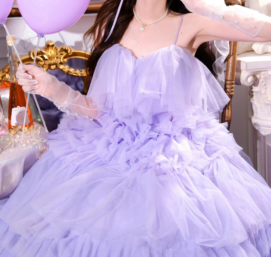 Robe de bal de princesse bustier à volants en satin long, robe de soirée C8117
