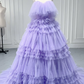 Robe de bal de princesse bustier à volants en satin long, robe de soirée C8117