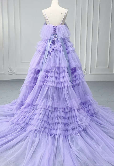 Robe de bal de princesse bustier à volants en satin long, robe de soirée C8117