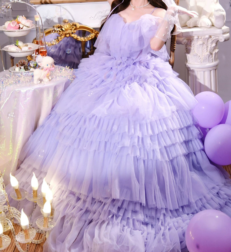 Robe de bal de princesse bustier à volants en satin long, robe de soirée C8117