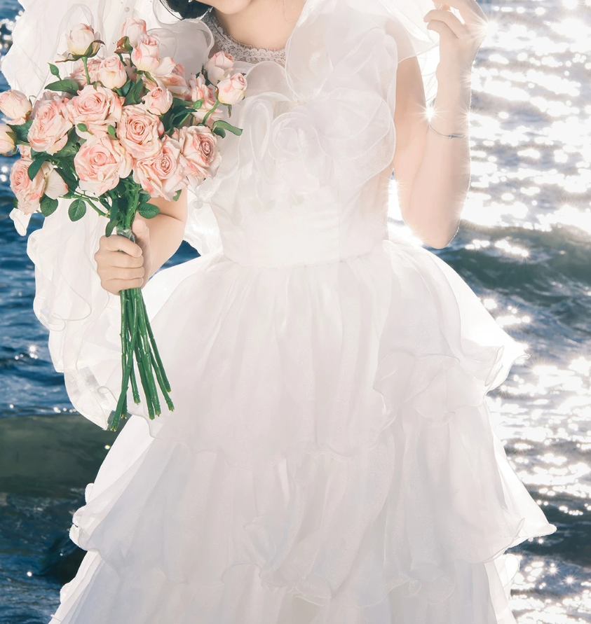Superbe robe de mariée sirène bustier en satin et tulle, longue et en dentelle, C4563