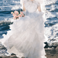 Superbe robe de mariée sirène bustier en satin et tulle, longue et en dentelle, C4563