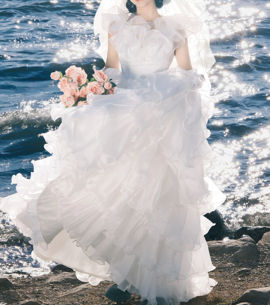 Superbe robe de mariée sirène bustier en satin et tulle, longue et en dentelle, C4563