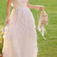 Glam Square Neck Wedding Dresses Ruffled Lace A-Line Bridal Dress C9978