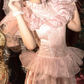 Alluring Lace Pink Prom Dress Ruffles A-Line Evening Dress C9979