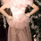 Alluring Lace Pink Prom Dress Ruffles A-Line Evening Dress C9979