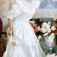Superbe robe de mariée sirène bustier en satin et tulle, longue et en dentelle, C4563