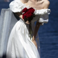 Alluring Off-Shoulder Bows Wedding Dresses Satin Ruffles A-Line Bridal Dress C9985