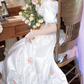 Alluring Off-Shoulder Floral Wedding Dresses Satin Appliques A-Line Bridal Dress C9986