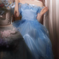 Robe de bal de princesse bustier à volants en satin long, robe de soirée C8117