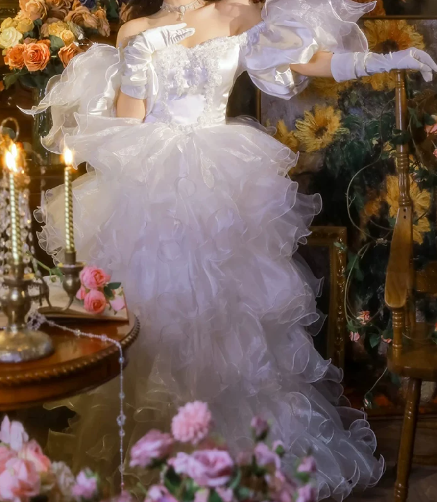 Superbe robe de mariée sirène bustier en satin et tulle, longue et en dentelle, C4563