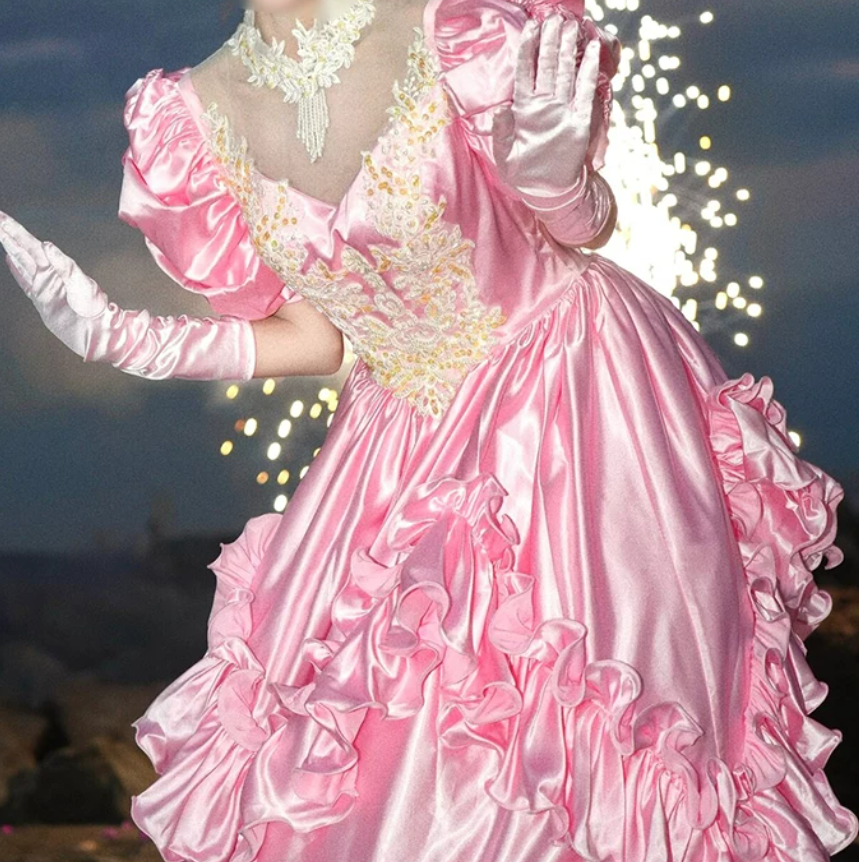 Robe de bal de princesse bustier à volants en satin long, robe de soirée C8117
