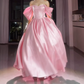 Robe de bal de princesse bustier à volants en satin long, robe de soirée C8117