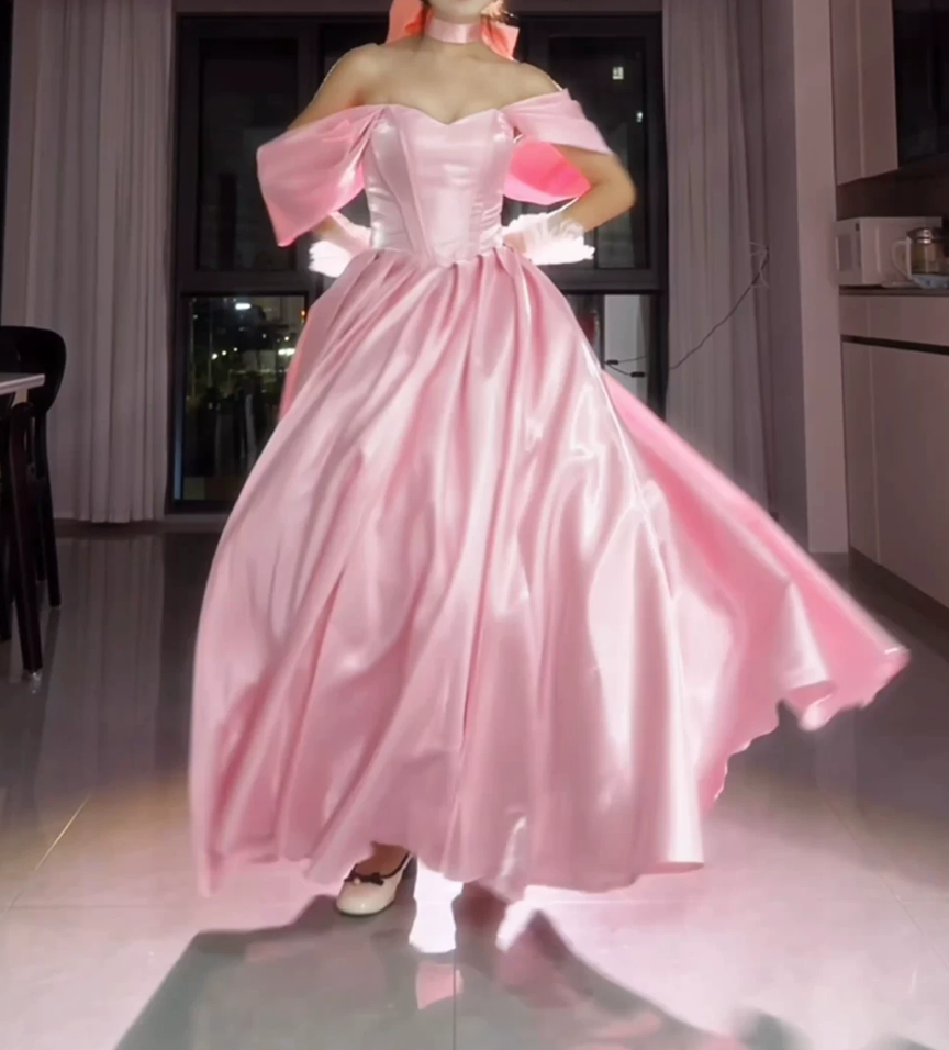 Robe de bal de princesse bustier à volants en satin long, robe de soirée C8117