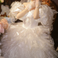 Superbe robe de mariée sirène bustier en satin et tulle, longue et en dentelle, C4563