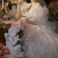 Superbe robe de mariée sirène bustier en satin et tulle, longue et en dentelle, C4563
