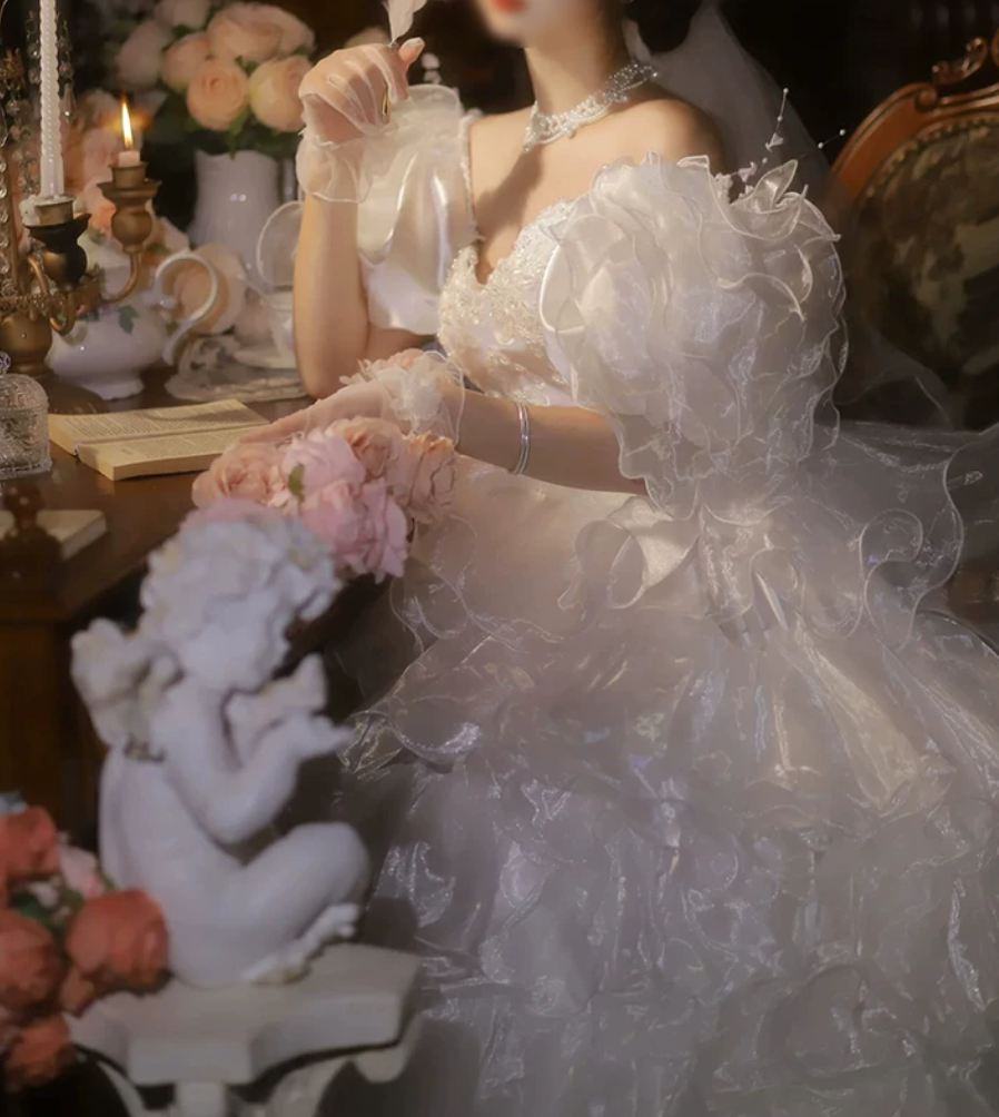 Superbe robe de mariée sirène bustier en satin et tulle, longue et en dentelle, C4563