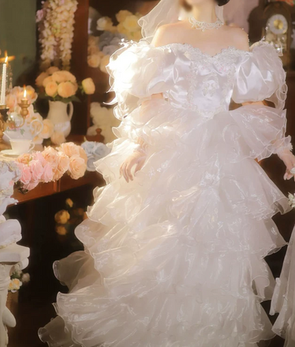 Superbe robe de mariée sirène bustier en satin et tulle, longue et en dentelle, C4563