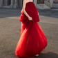 Robe de bal de princesse bustier à volants en satin long, robe de soirée C8117