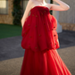 Robe de bal de princesse bustier à volants en satin long, robe de soirée C8117