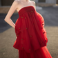 Robe de bal de princesse bustier à volants en satin long, robe de soirée C8117