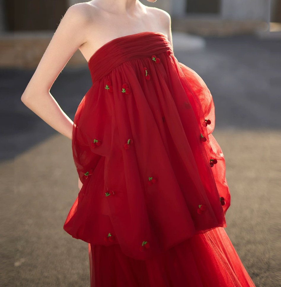Robe de bal de princesse bustier à volants en satin long, robe de soirée C8117