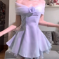 Chic Off-Shoulder Blue Homecoming Dress Satin Tulle A-Line Birthday Dress C9997