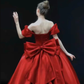 Robe de bal simple en satin rouge, robes de bal longues, C99