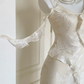 Robe de bal de princesse bustier à volants en satin long, robe de soirée C8117