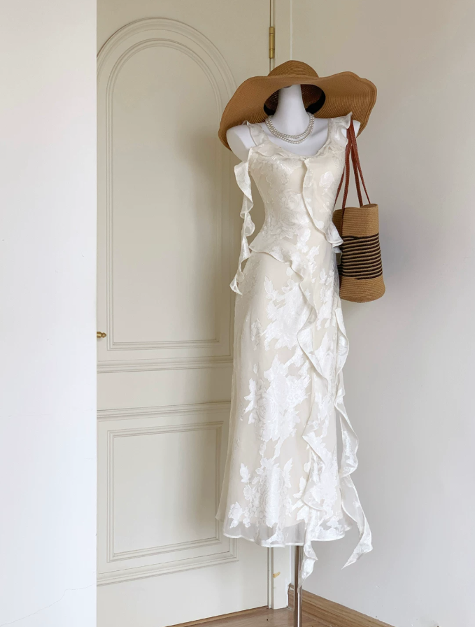 Robe de bal de princesse bustier à volants en satin long, robe de soirée C8117