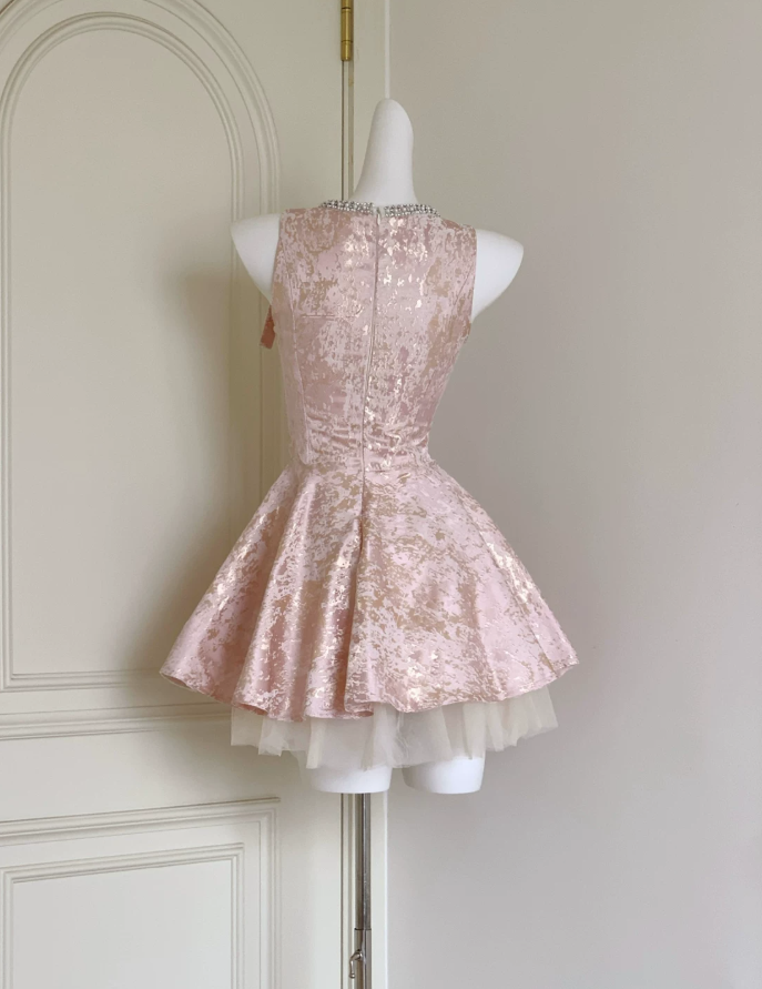 Mini robe de soirée en satin, sans bretelles, sans manches, ligne a, simple, C899