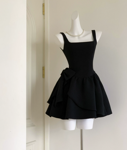 Mini robe de soirée en satin, sans bretelles, sans manches, ligne a, simple, C899