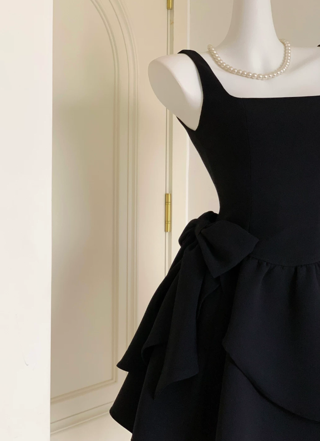 Mini robe de soirée en satin, sans bretelles, sans manches, ligne a, simple, C899