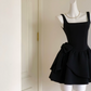 Mini robe de soirée en satin, sans bretelles, sans manches, ligne a, simple, C899