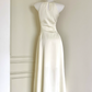 Classical Jewel Neck Beaded Prom Dress White Satin A-Line Evening Dress D0060
