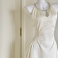 Classical Jewel Neck Beaded Prom Dress White Satin A-Line Evening Dress D0060