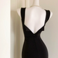 Mini robe de soirée en satin, sans bretelles, sans manches, ligne a, simple, C899