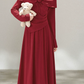Romantic Square Neck Prom Dress Long Sleeve Red A-Line Evening Dress D0062
