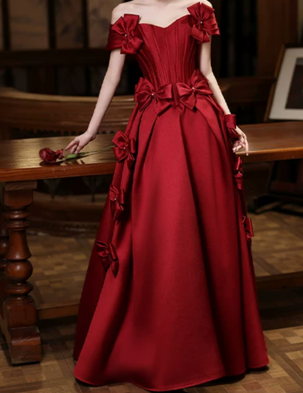 Robe de bal de princesse bustier à volants en satin long, robe de soirée C8117