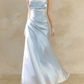 Robe de bal de princesse bustier à volants en satin long, robe de soirée C8117