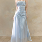 Robe de bal de princesse bustier à volants en satin long, robe de soirée C8117
