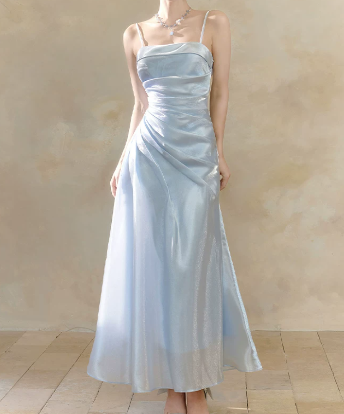 Robe de bal de princesse bustier à volants en satin long, robe de soirée C8117