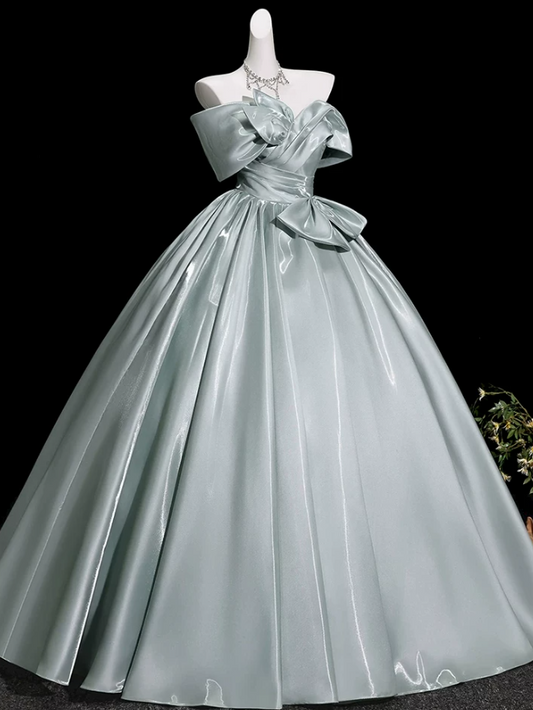 Robe de bal de princesse bustier à volants en satin long, robe de soirée C8117