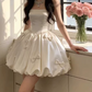 Cute Strapless Ivory Homecoming Dress Bows Satin A-Line Birthday Dress D0072