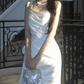 Playful Spaghetti Straps Prom Dress White Ruffles Mermaid Evening Dress D0074